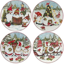 Certified International Christmas Gnomes Toile Dessert Plate