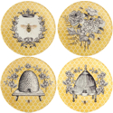 Certified International French Bees Toile Dessert Plate